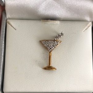 Diamond martini glass charm